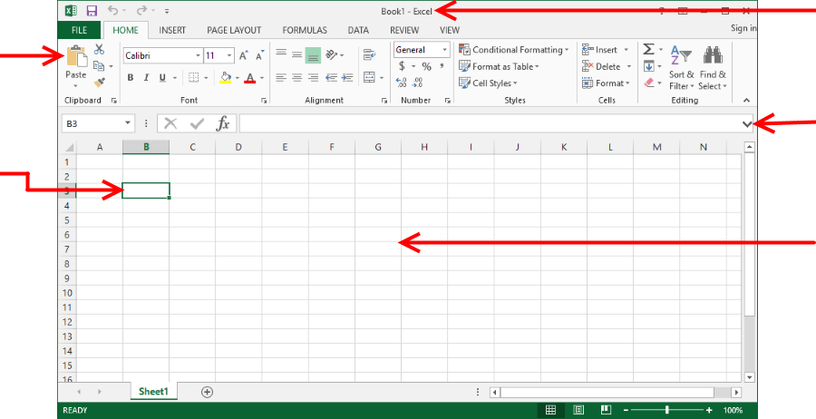 Excel program window