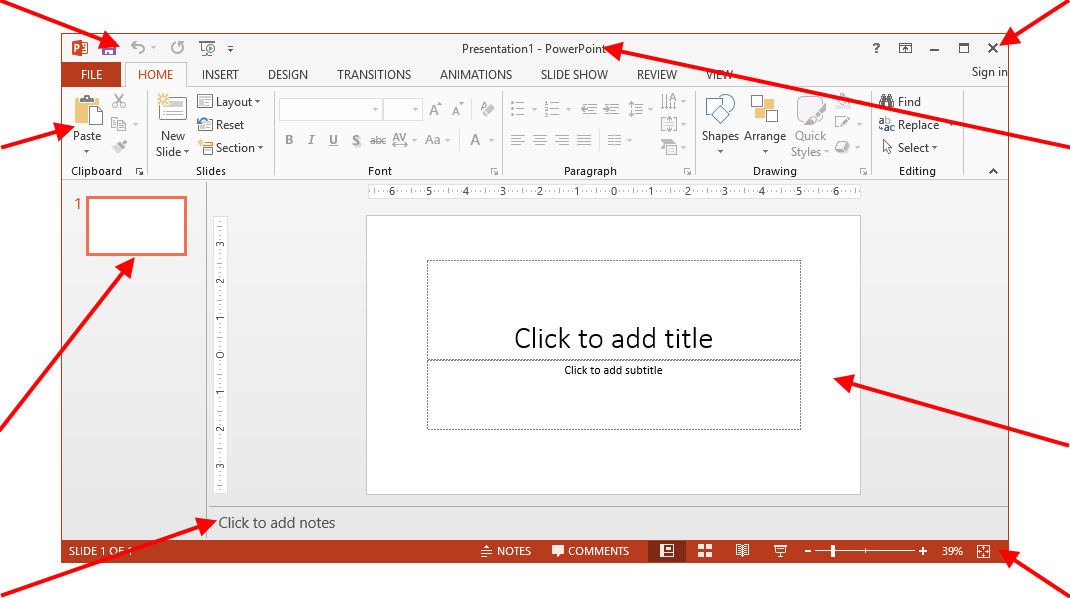 parts of microsoft powerpoint 2016